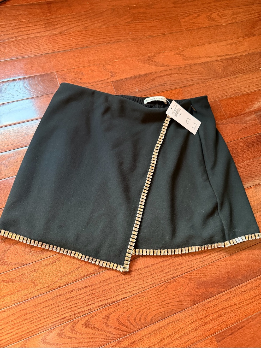 Abercrombie & Fitch Black Mini Skort with Gold Trim